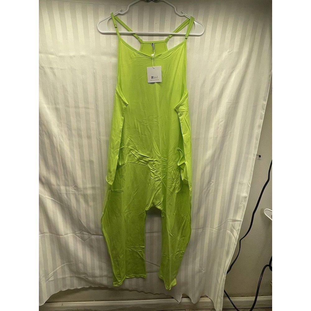 UNIANKIYA One Piece Jumpsuits Womens V Neck Sleeveless Size Medi‎ Overalls Green